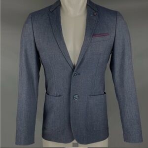 TED BAKER LONDON Blue Blazer Jacket Sport Coat 34 EUC